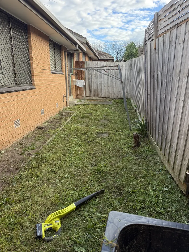 Side garden cut back and cleared after an EKO cleanup