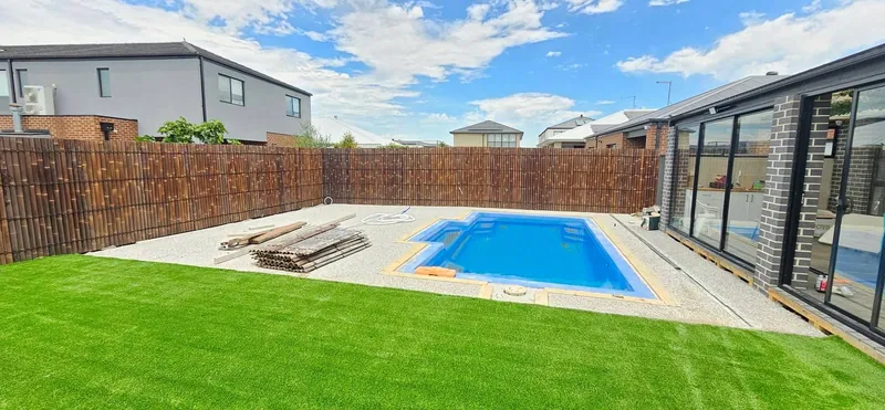 Completed EKO poolside turf and landscape transformation